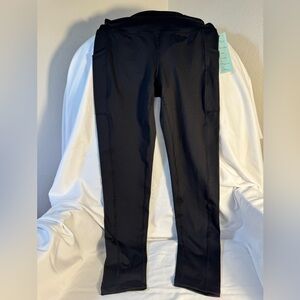 Ideology Womens High Rise Side Pocket 7/8 Leggings Black Sz S NWT